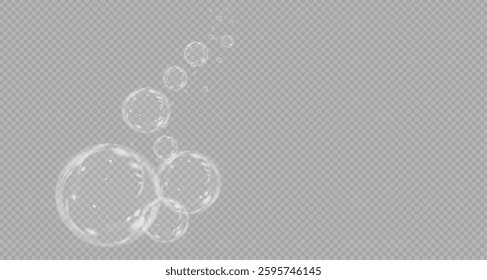 Set of multicoloured soap bubbles. On transparent background.Vector illustration.EPS 10. Flying air soap bubbles. Vector illustration.PNG