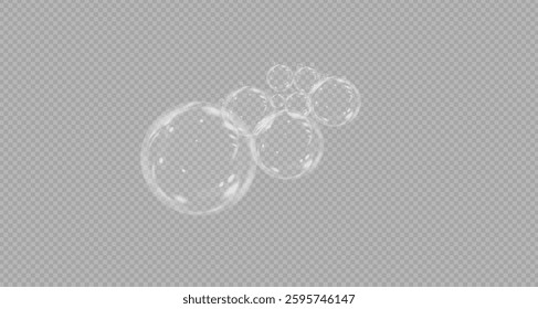 Set of multicoloured soap bubbles. On transparent background.Vector illustration.EPS 10. Flying air soap bubbles. Vector illustration.PNG