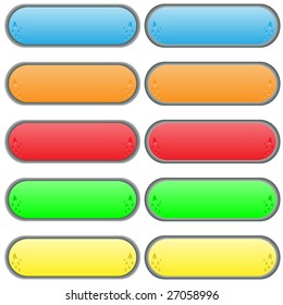Set of multi-coloured volume buttons with droplets. Vector. Without mesh.