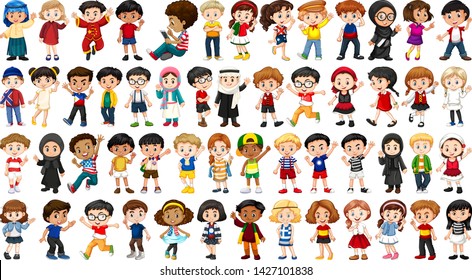 Set of multicultural character illustration