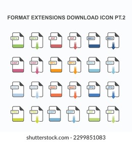 Set of Multimedia Format Extension Download Icon - Icon For Web and Graphics Design.