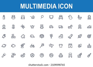 set of multimedia icon symbol packs