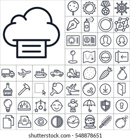 Set of Multimedia Icons. Contains such Icons as Tools, Vehicles, Sports, Space, Fruits, Business, General, Baby Toys and more. Editable Vector. Pixel Perfect.
