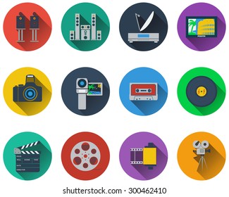 Set of multimedia icons in flat design
