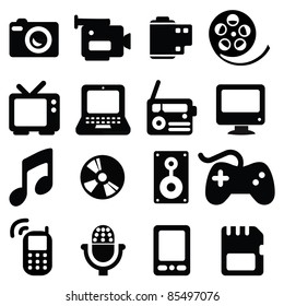 Set of multimedia icons-- Silhouettes