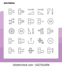 Set of Multimedia Line Icon set 25 Icons. Vector Minimalism Style Design Black Icons Set. Linear pictogram pack.
