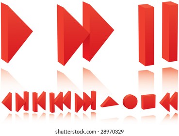 Set of multimedia navigation symbols. Vector illustration. Set elements for your design. Isolated on white.