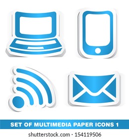 Set of Multimedia Paper Icons 1.