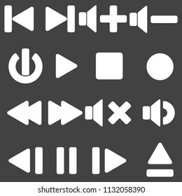 Set of multimedia player icons. Isolated on grey background. Flat design. Vector illustration.