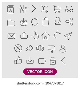 Set multimedia vector icons in trendy flat style isolated on grey background
