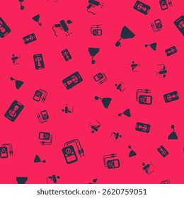 Set Multimeter, Paint spray gun, Online car services and Gear shifter on seamless pattern. Vector