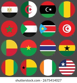 Set of multiple African national flags combined in one image, showing diverse country identities.
