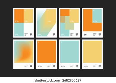 Set of Multiple Aqua Orange Color Pallette Poster Design