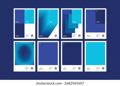 Set of Multiple Blue Pulse Color Pallette Poster Design
