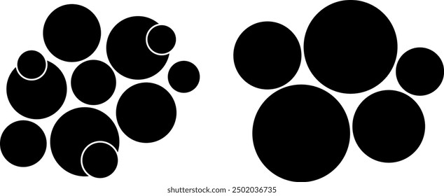 Set of Multiple circle photo collage template vector illustration. black and white picture wall album for abstract background, business, collage art and brush, digital photo, papers and stationary.