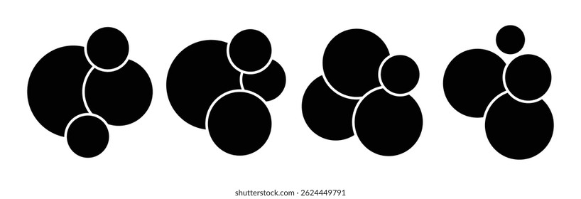 Set of Multiple circle photo collage template. black and white picture wall album for abstract background, business, digital photo, papers and stationary.  vector illustration