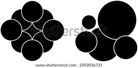 Set of Multiple circle photo collage template vector illustration. black and white picture wall album for abstract background, business, collage art and brush, digital photo, papers and stationary.