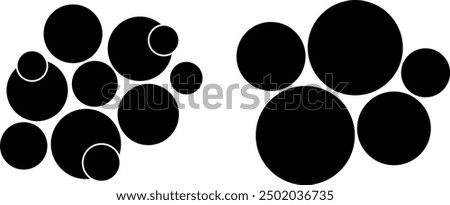 Set of Multiple circle photo collage template vector illustration. black and white picture wall album for abstract background, business, collage art and brush, digital photo, papers and stationary.