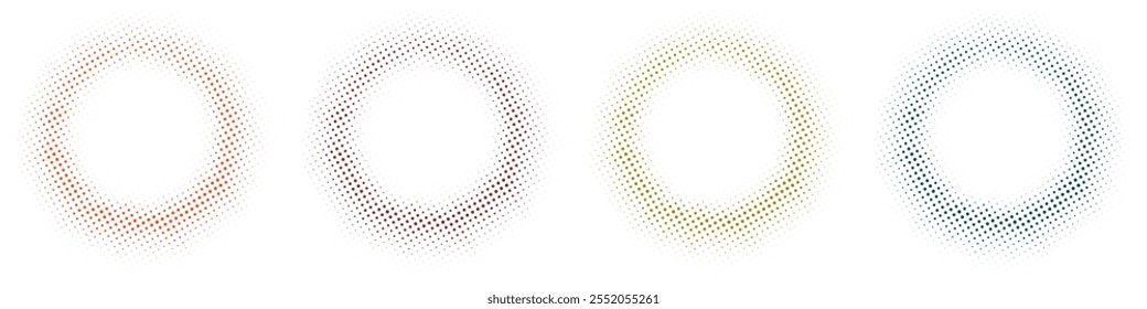 Conjunto de vários círculos formas starburst pontos sem costura padrão no estilo pop art. Abstrato textura moderna e elegante. Padrão geométrico de ilustração vetorial.