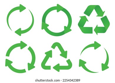 Set Of Multiple Green Recycle Signs Vectorart