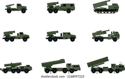 Set Multiple Launch Rocket System Stock Vector (Royalty Free ...