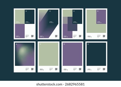 Conjunto de diseño de póster de paleta de color de ciruela de obsidiana múltiple