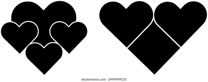Set of multiple picture collage design by heart shape. photo frame decorative layout. abstract vector for family wall album, place travel, people and business photo on it.