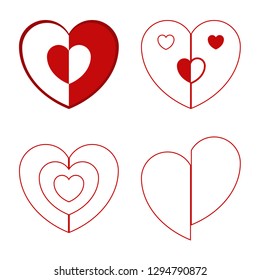 Set of multiple romance red hearts object in modern design for valentine's day and any wedding cards or decorative to share symbol of people's love