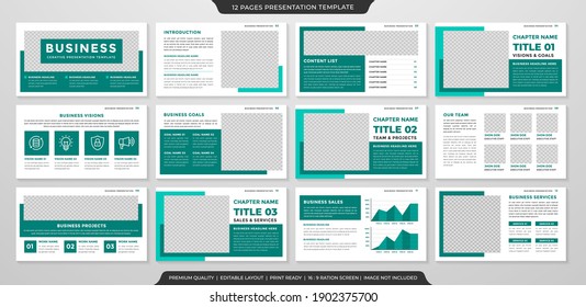 conjunto de diseño de plantilla de presentación de negocios multipropósito con estilo moderno y uso de concepto minimalista para informes anuales de negocios e infografía