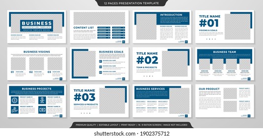 set of multipurpose business presentation layout template design with modern style and minimalist concept use for business annual report and infographic