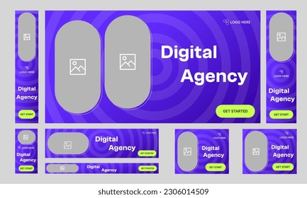 Set of multipurpose digital agency web banner template for social media posts, editable vector eps 10 file format