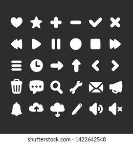 Set of multi-purpose interface icons for web, app or game. Simple hand drawn rounded cartoon style.
