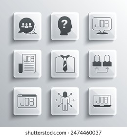 Set Multitasking manager working, Search job, Exchange, Tie, Project team base and  icon. Vector