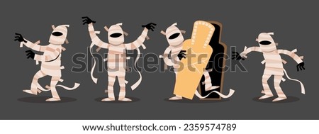 Set of Mummy . Halloween cartoon characters . Gray isolate background . Vector . ストックフォト © 