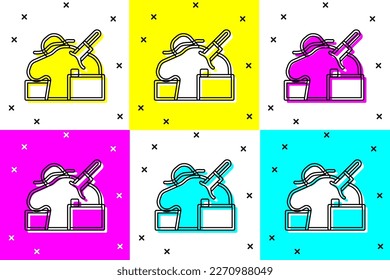 Set Murder icon isolated on color background. Body, bleeding, corpse, bleeding icon. Concept of crime scene.  Vector