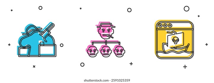 Set Murder, Mafia and Internet piracy icon. Vector