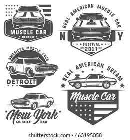 Set Muscle Car Logo Emblemsretro Vintage Stock Vector (Royalty Free ...