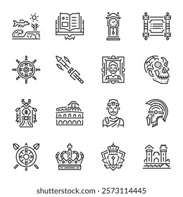 Set of Museum Exhibition Linear Style Icons 

