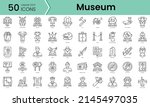 Set of museum icons. Line art style icons bundle. vector illustration