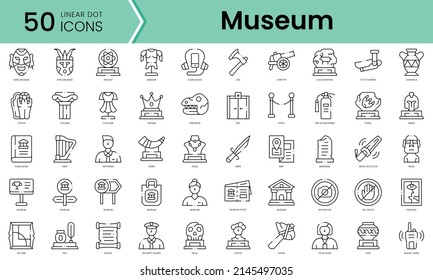 Set of museum icons. Line art style icons bundle. vector illustration