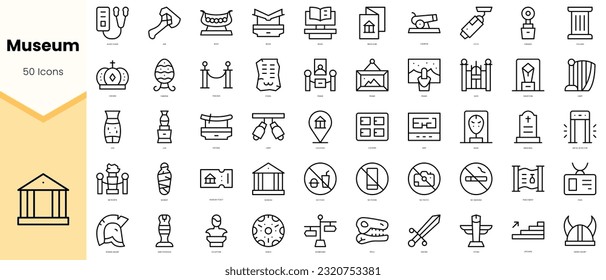 Set of museum Icons. Simple line art style icons pack. Vector illustration