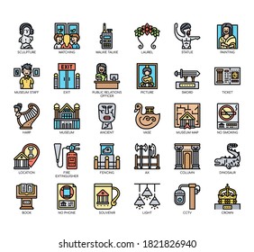 Set of museum thin line and pixel perfect icons for any web and app project. 