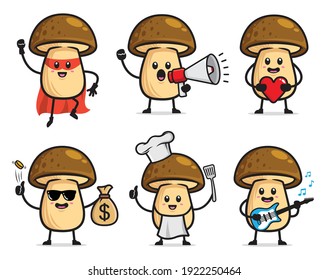 set of mushroom character design