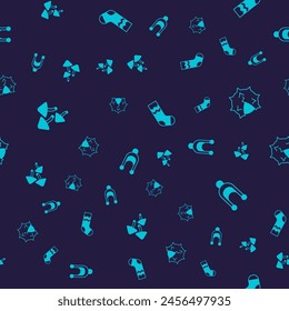 Set Mushroom, Chestnut, Socks and Winter hat on seamless pattern. Vector