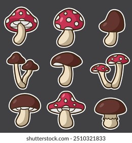 set of mushroom good for sticker, pattern design, element design, etc