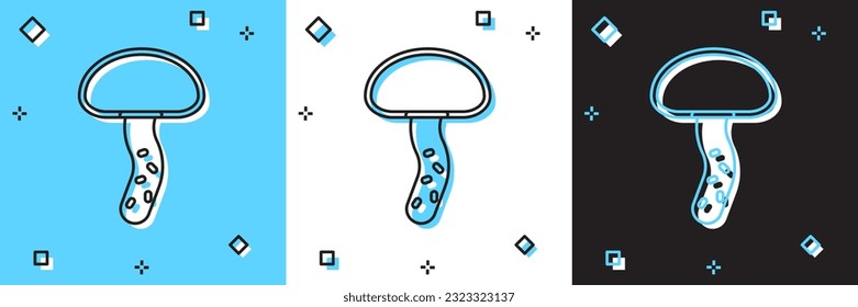 Set Mushroom icon isolated on blue and white, black background.  Vector