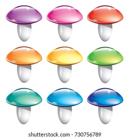 Set of mushroom icons. Vector illustration.