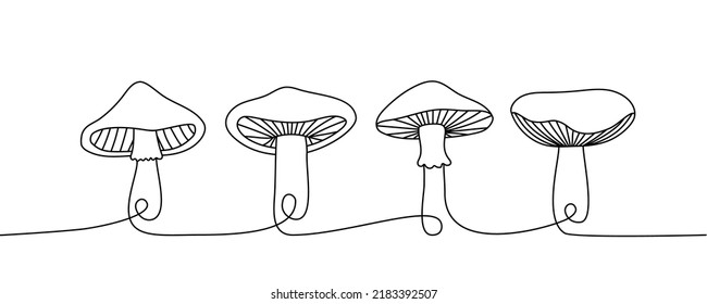 Set Mushroom One Line Continuous Drawing Stock Vector (Royalty Free ...