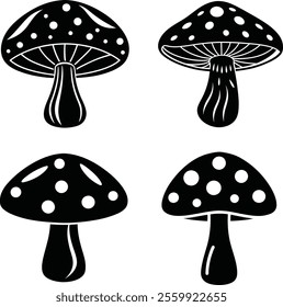 Set of Mushroom silhouette vector illustration