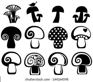 set of  mushrooms icon isolated on white background. Vector illustration